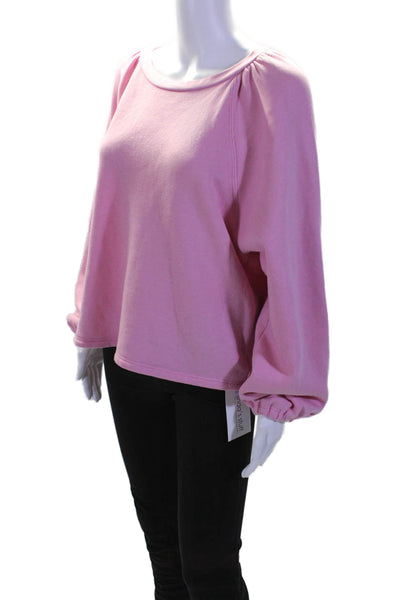 Xirena Womens Long Sleeves Crew Neck Pullover Sweater Pink Cotton Size Small