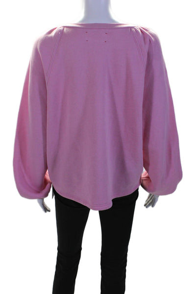 Xirena Womens Long Sleeves Crew Neck Pullover Sweater Pink Cotton Size Small