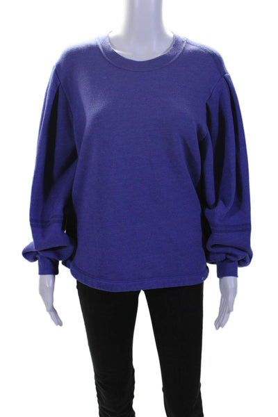 Xirena Womens Long Sleeves Crew Neck Pullover Sweater Blue Cotton Size Small