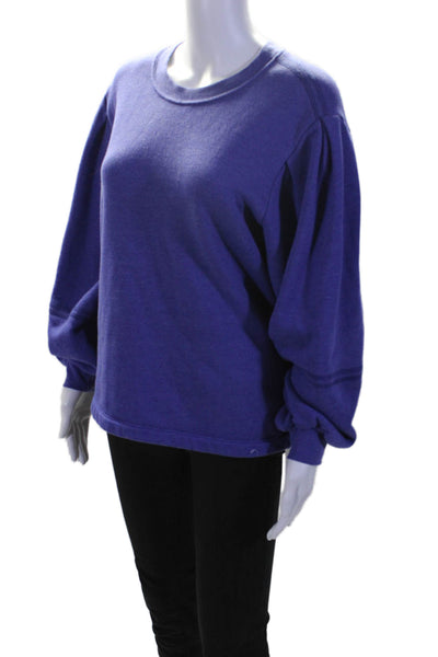 Xirena Womens Long Sleeves Crew Neck Pullover Sweater Blue Cotton Size Small