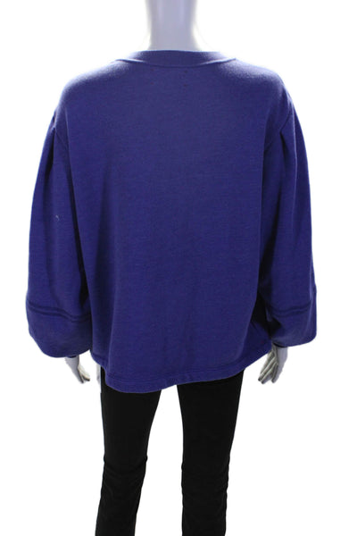 Xirena Womens Long Sleeves Crew Neck Pullover Sweater Blue Cotton Size Small