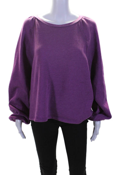 Xirena Womens Long Sleeves Pullover Sweatshirt Purple Cotton Size Small