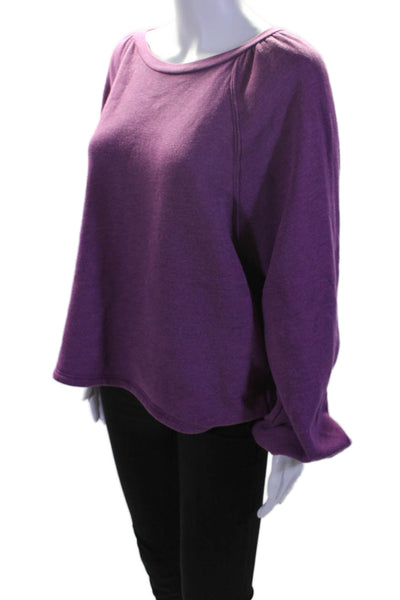 Xirena Womens Long Sleeves Pullover Sweatshirt Purple Cotton Size Small