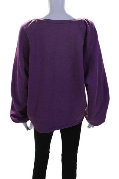 Xirena Womens Long Sleeves Pullover Sweatshirt Purple Cotton Size Small