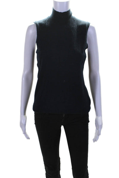 Theory Women's Mock Neck Sleeveless Pullover Sweater Navy Blue Size M