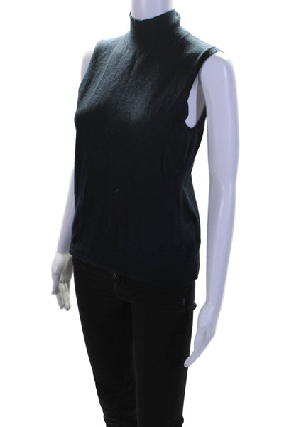 Theory Women's Mock Neck Sleeveless Pullover Sweater Navy Blue Size M