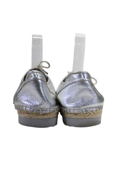 Michael Michael Kors Womens Metallic Leather Derby Espadrilles Silver Size 9.5US