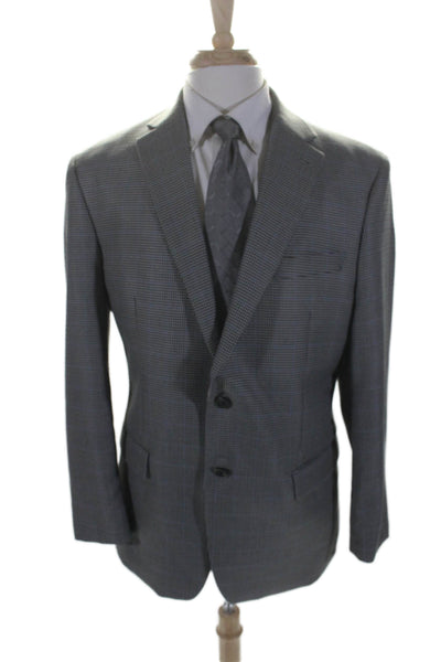 Lauren Ralph Lauren Mens Houndstooth Print Blazer Grey Blue Size 42 Regular