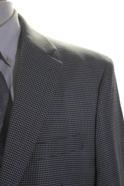 Lauren Ralph Lauren Mens Houndstooth Print Blazer Grey Blue Size 42 Regular