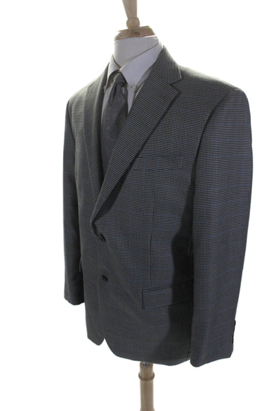 Lauren Ralph Lauren Mens Houndstooth Print Blazer Grey Blue Size 42 Regular