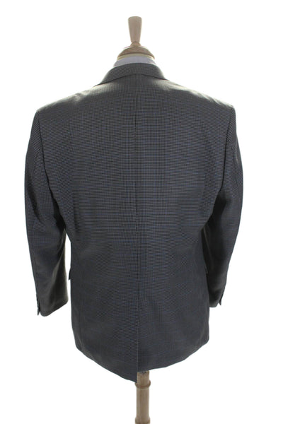 Lauren Ralph Lauren Mens Houndstooth Print Blazer Grey Blue Size 42 Regular