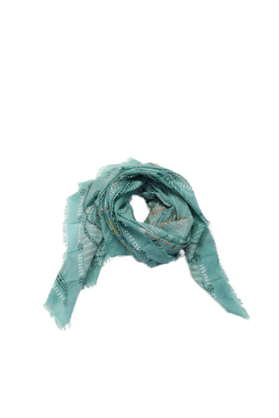 Dior Womens Green Printed Fringe Detail Lightweight Scarf