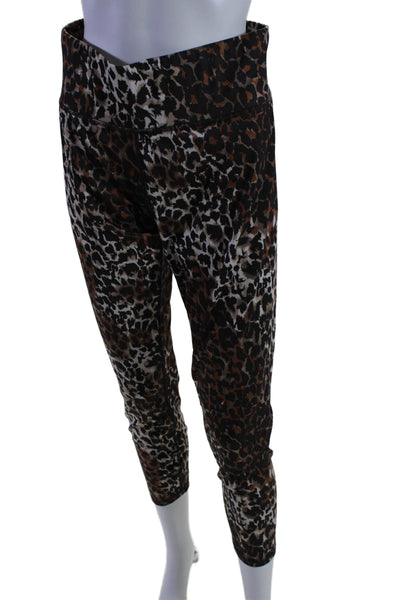 Veronica Beard Womens Elastic Waist Animal Print Tapered Leggings Beige 28 in