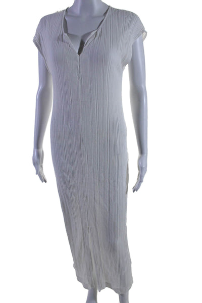 Skin Womens Sleeveless V Neck Side Slit Long Dress White Size 2 US