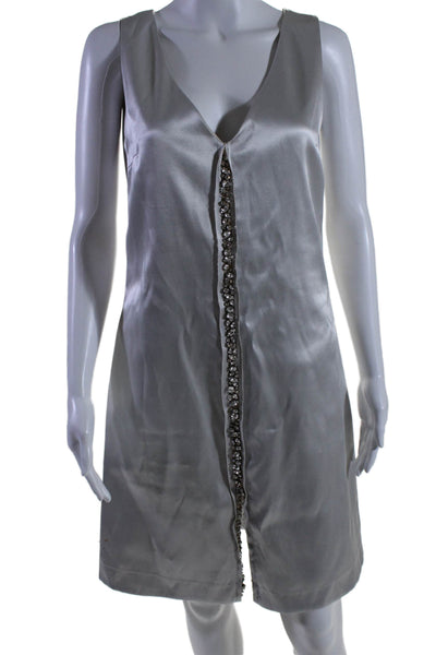 Thakoon Womens Back Zip Embellished Sleeveless Long Dress Silver Size 6