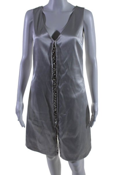 Thakoon Womens Back Zip Embellished Sleeveless Long Dress Silver Size 6