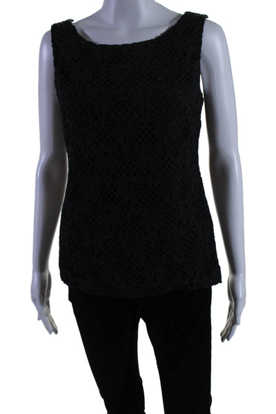 Rena Lange Womens Sleeveless Scoop Neck Knit Tank Top Gray Size Medium