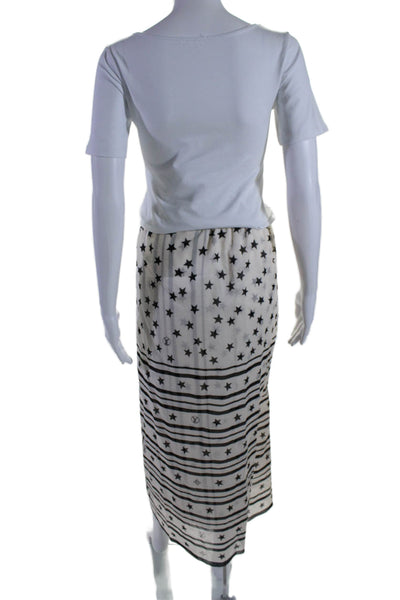 Louis Vuitton Womens White Star Print Tie High Slit Swim Cover Up Skirt Size OS