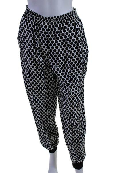 Louis Vuitton Womens White Black Polka Dot Silk Cuff Ankle Jogger Pants Size 36