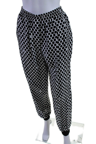 Louis Vuitton Womens White Black Polka Dot Silk Cuff Ankle Jogger Pants Size 36