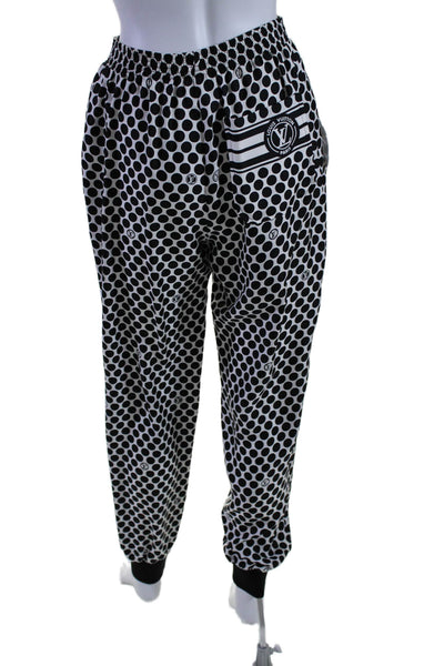 Louis Vuitton Womens White Black Polka Dot Silk Cuff Ankle Jogger Pants Size 36