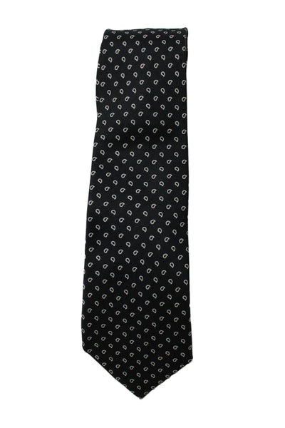 Ralph Lauren Black Label Mens Silk Paisley Print Classic Necktie Black White