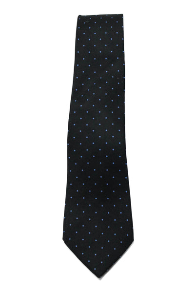 Ralph Lauren Black Label Mens Silk Polka Dot Classic Necktie Black Light Blue