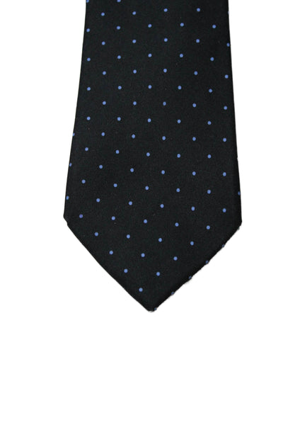 Ralph Lauren Black Label Mens Silk Polka Dot Classic Necktie Black Light Blue