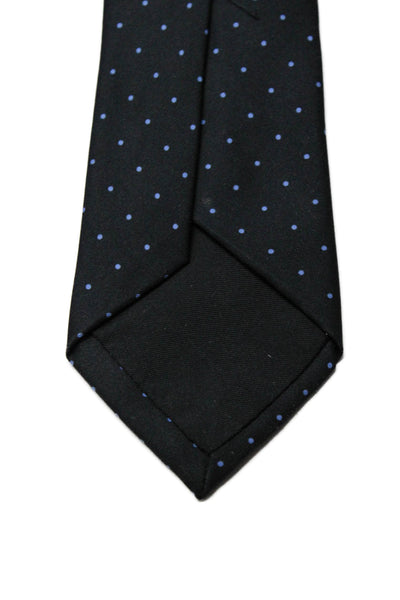 Ralph Lauren Black Label Mens Silk Polka Dot Classic Necktie Black Light Blue