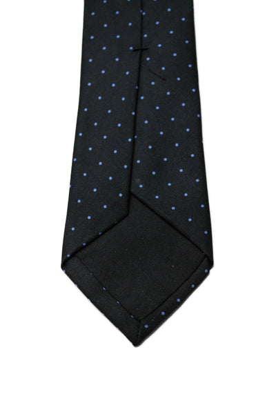 Ralph Lauren Black Label Mens Silk Polka Dot Classic Necktie Black Light Blue