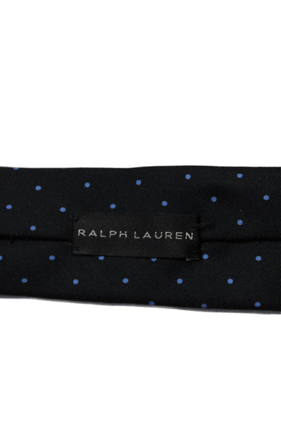 Ralph Lauren Black Label Mens Silk Polka Dot Classic Necktie Black Light Blue