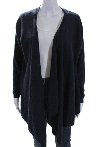 Philip G Womens Open Front Draped Knit Cardigan Sweater Navy Wool Size Medium