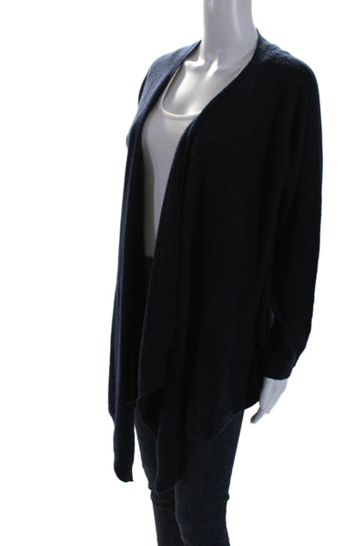 Philip G Womens Open Front Draped Knit Cardigan Sweater Navy Wool Size Medium