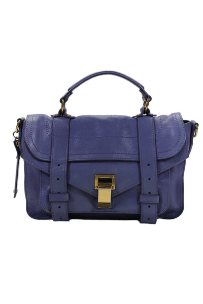 Proenza Schouler Womens Purple Leather Turn Lock PS1 Medium Shoulder Handbag