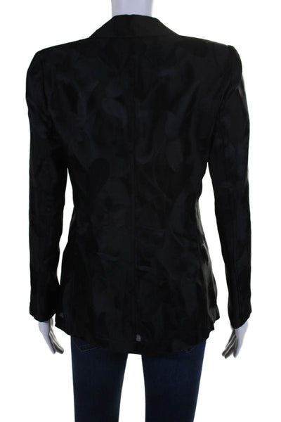 Armani Collezioni Womens Floral Textured Print Buttoned Blazer Black Size 6