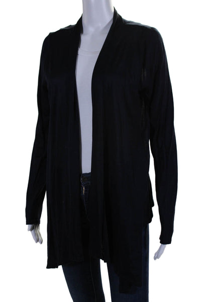 Elie Tahari Womens Long Sleeve Open Front Silk Knit Cardigan Sweater Navy Medium