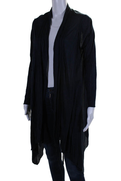 Elie Tahari Womens Long Sleeve Draped Open Front Cardigan Sweater Navy Small