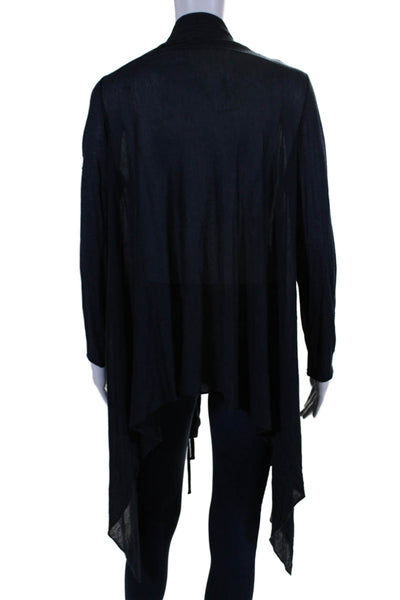 Elie Tahari Womens Long Sleeve Draped Open Front Cardigan Sweater Navy Small