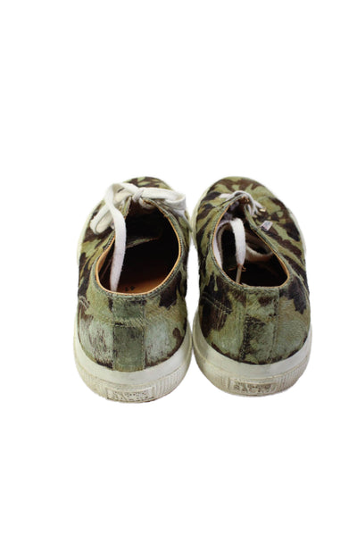 Superga Womens Camouflage Print Ponyhair Low Top Lace Up Sneakers Green Size 9.5