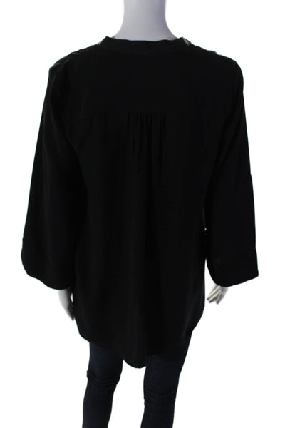 Elizabeth and James Womens Long Sleeves Single Button Blouse Black Size Small