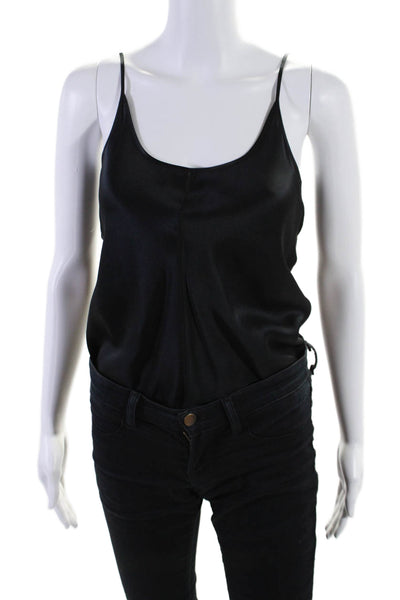 Alexander Wang Womens Silk Spaghetti Strap Bodysuit Clasp Camisole Top Black Siz