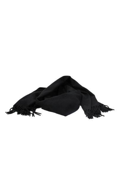 ACNE Studios Womens Wool Frayed Hem Thick Textured Long Scarf Black OS