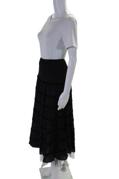 Avenue Montaigne Womens Striped Patchwork Slip-On A-Line Skirt Black Size S