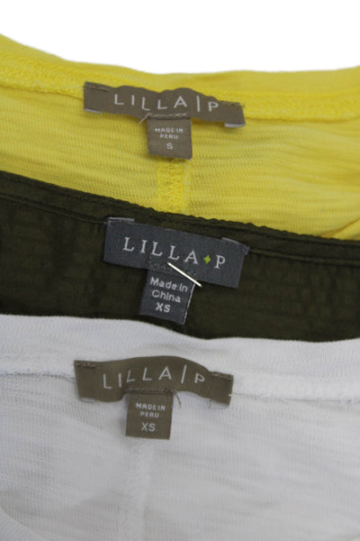 Lilla P Womens Short Sleeve Round Neck Pullover Tops Yellow Size XS S Lot 3