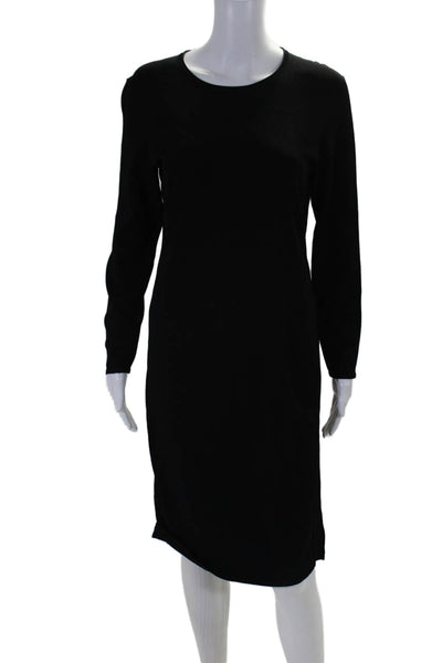 Vince Womens Solid Black Crew Neck Long Sleeve Bodycon Dress Size M