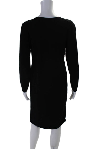 Vince Womens Solid Black Crew Neck Long Sleeve Bodycon Dress Size M