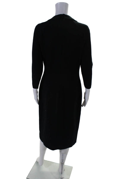 Giorgio Armani Womens Solid Black Cowl Neck Long Sleeve Shift Dress Size 44