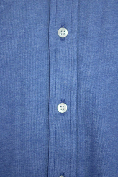 Vastrm Mens Button Front Long Sleeve Collared Shirt Blue Cotton Size Medium