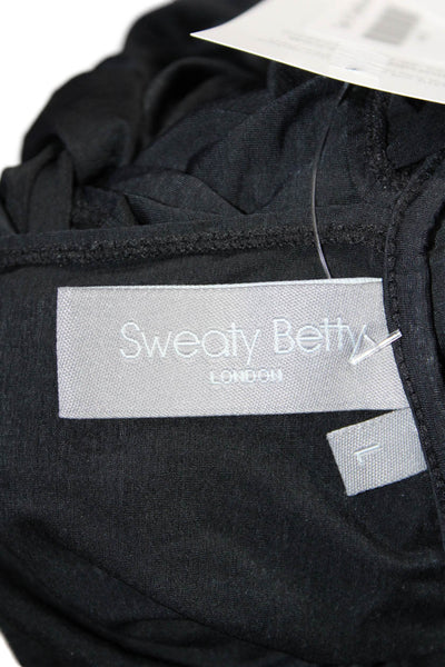 Sweaty Betty Women's Round Neck Short Sleeves Cinch Waist Blouse Black Size L