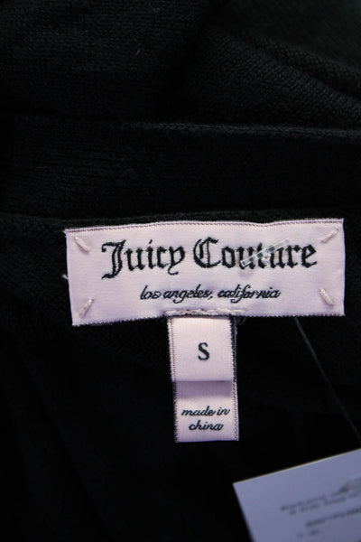 Juicy Couture Womens Cotton Black V-Neck Long Sleeve Cardigan Sweater Top Size S